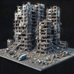 Many buildings were destroyed. 