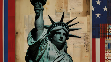 Obraz premium Collage Artwork with a United States Theme