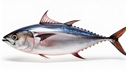 tuna is a saltwater fish that belongs to the tribe Thunnini with three major in the food trade,  blue, yellow and black. isolated on white background