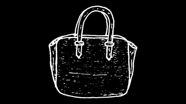 White wiggly hand drawn female fashion handbag doodle animation 1