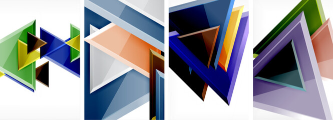 Triangle composition poster background set for wallpaper, business card, cover, poster, banner, brochure, header, website