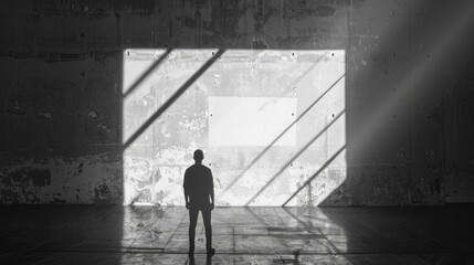 Shadow Cast: A lone figure casts a shadow against the studio wall, representing the initial move towards greatness.