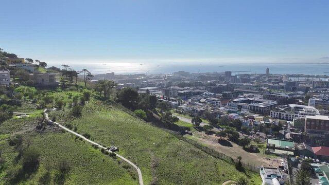 Downtown City At Cape Town In Western Cape South Africa. Table Mountain Landscape. Downtown District. Cape Town At Western Cape South Africa. Tourism Travel. Stunning Skyline.
