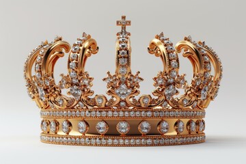 Regal symbol, crown isolated on a white background, showcasing its intricate design and timeless elegance, perfect for highlighting the majesty and heritage associated with royal headpieces.