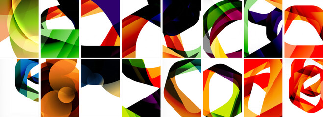 Fototapeta premium Collection of abstract background with waves, colorful shapes and 3d shadow effect. Vector Illustration For Wallpaper, Banner, Background, Card, Book Illustration, landing page