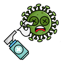 illustration of dead bacteria with disinfectant
