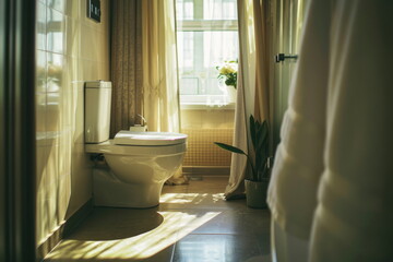 new toilet in hotel, interior