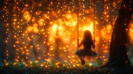 Enchanted Evening: Mystical Swing Under Starlit Sky