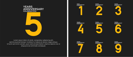 anniversary logo style set with white and yellow color can be use for celebration moment