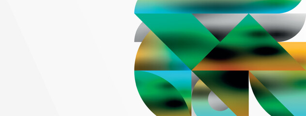 Mosaic pattern composition featuring harmonious interplay of triangles, lines, and round elements, creating a visually engaging and dynamic design for posters, covers, banners, brochures, websites