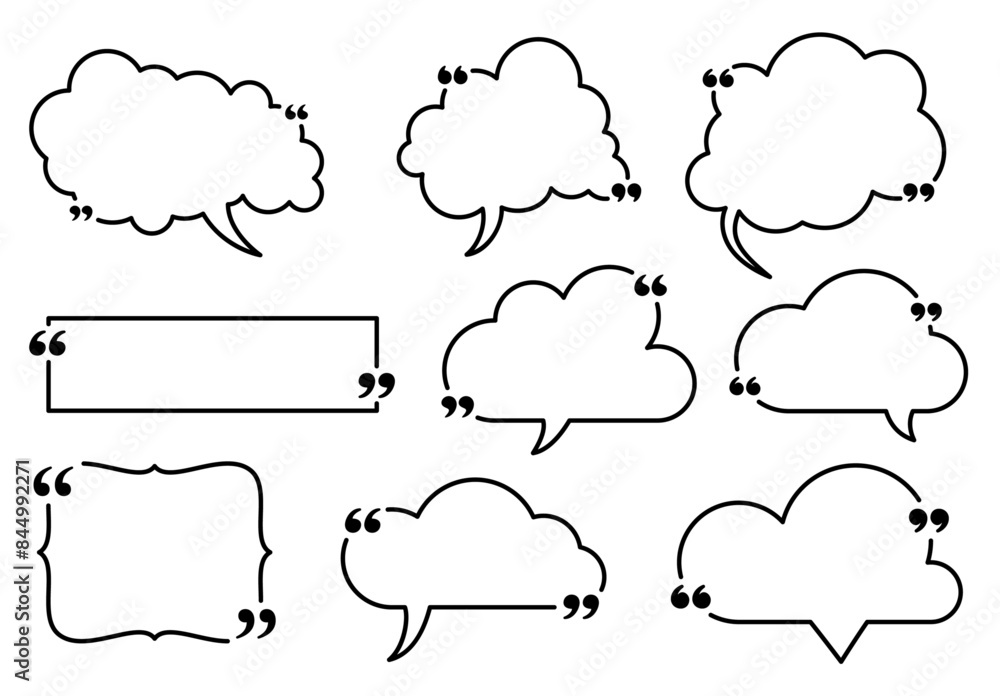 Poster elegant speech bubble collection with quotation marks