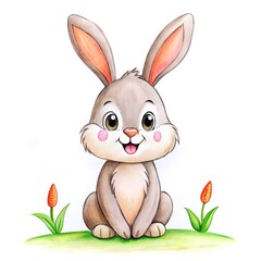 Obraz premium Child's Illustration of a Rabbit: AI-Generated Hand-Drawn Representation