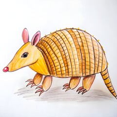 Child's Illustration of an Armadillo: AI-Generated Hand-Drawn Representation