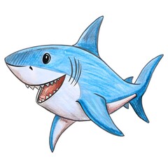 Obraz premium Child's Illustration of a Shark: AI-Generated Hand-Drawn Representation