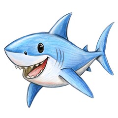 Obraz premium Child's Illustration of a Shark: AI-Generated Hand-Drawn Representation