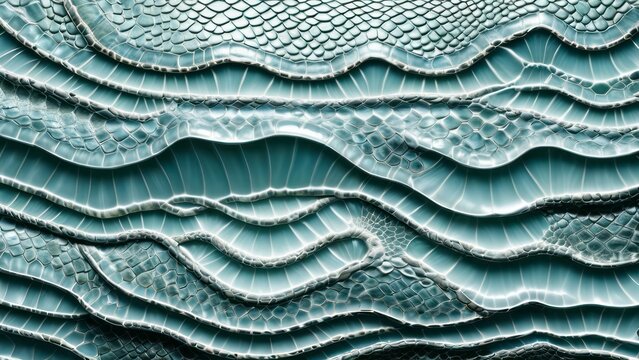 White, blue and turquoise python, snake or reptile skin background. King snakeskin texture, pattern for banner. Symbol of the year 2024. China New Year