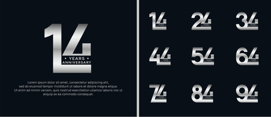 anniversary logo style set with silver color can be use for celebration moment