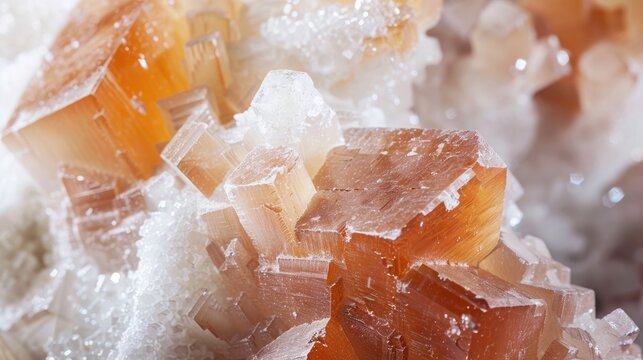 Macro close up of aragonite mineral stone on a white background