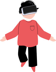 Boy wearing vr headset. Virtual reality Illustration.
