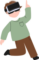 Boy wearing vr headset. Virtual reality Illustration.