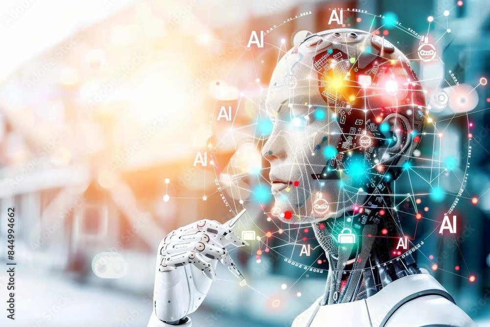 Aufkleber ai robot with glowing connections, advanced neural networks, futuristic artificial intelligence in i
