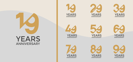 anniversary logo style set with brown color and slash can be use for celebration moment