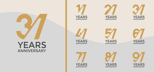 Obraz premium anniversary logo style set with brown color and slash can be use for celebration moment