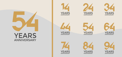 anniversary logo style set with brown color and slash can be use for celebration moment