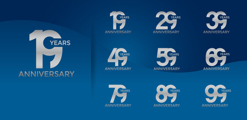 anniversary logo style set with silver color can be use for celebration moment