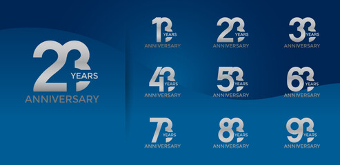 anniversary logo style set with silver color can be use for celebration moment