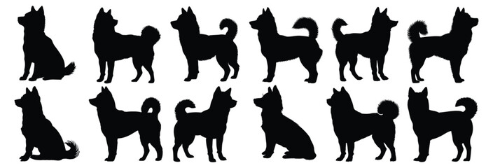 Dog silhouettes set, pack of vector silhouette design, isolated background