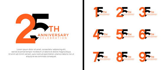 anniversary logo style set with black and orange color can be use for celebration moment