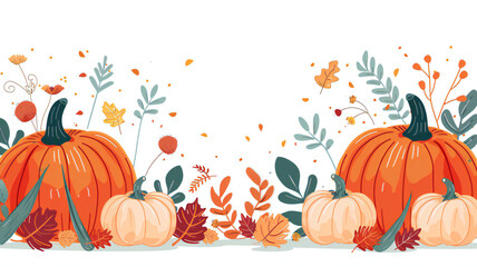 Cute thanksgiving frame card template minimalist flat vector colors