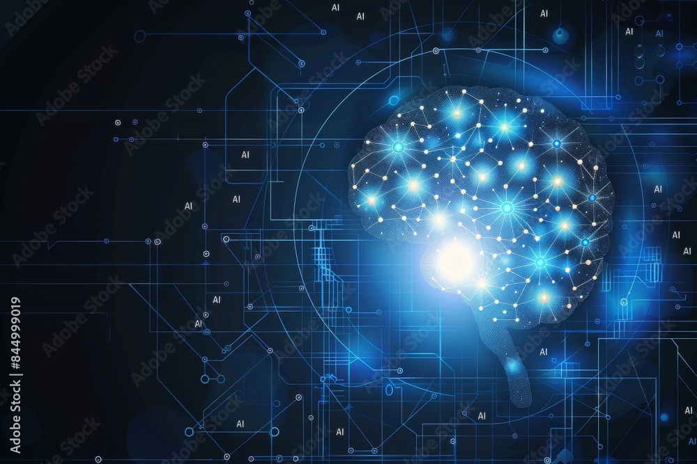 Aufkleber ai brain with digital connections, advanced neural networks, futuristic artificial intelligence tech