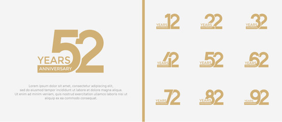 anniversary logo style set with brown color can be use for celebration moment