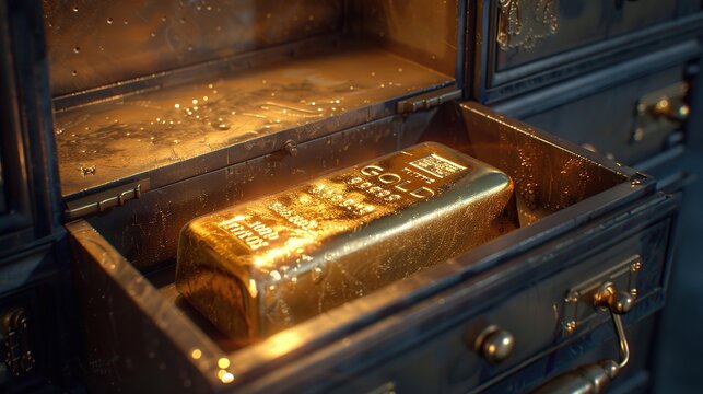 A Gold Bar Inside a Vault Drawer - Powered by Adobe