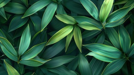 Stylized bamboo leaves in flat design, with vibrant greens and clean lines.