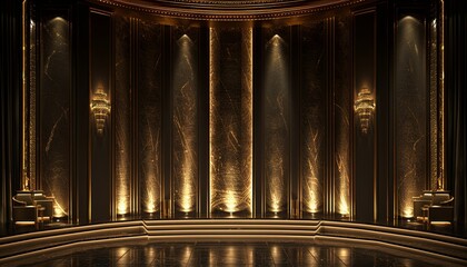 Fototapeta premium A large room with gold accents and a chandelier