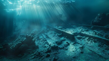 Through the distorted view of the oceans surface the remnants of a lost civilization come into view a hazy reminder of the passage of time and the unstoppable power of nature. .