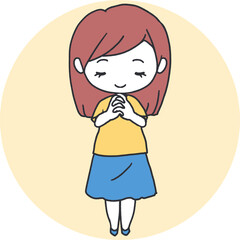 Serenity in Silence A Girl Prayerful Moment Vector