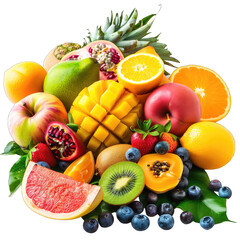 theme summer and isolated on a white background Exotic botanical fruits, close-up-PNG