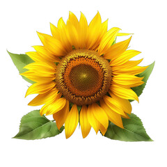 Bright yellow sunflower theme summer and isolated on a white background-PNG