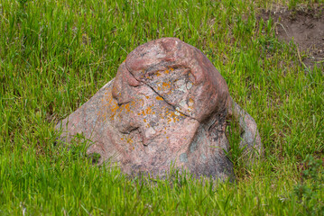 Bison rubbing stone