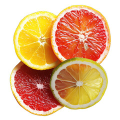 Fresh citrus fruits, close-up theme summer and isolated on a white background-PNG