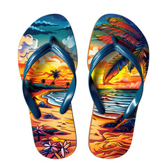 Pair of summer flip-flops theme summer and isolated on a white background-PNG