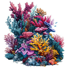 Coral reef scene theme summer and isolated on a white background-PNG