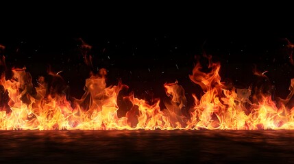 Fire and Flames Isolated On Black Background (Generative AI)