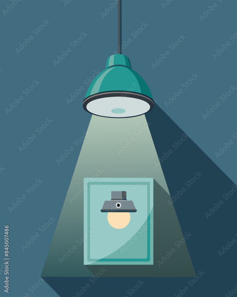 Poster an overhead light in a public bathroom is fitted with an automatic switch ensuring it only stays ill