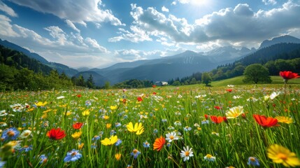 Fototapeta premium Beautiful Flower Field View