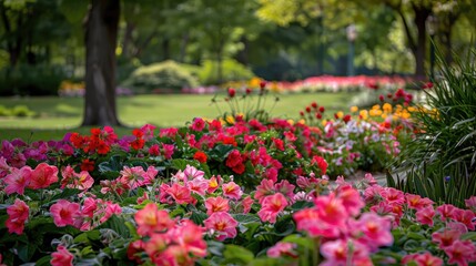 Obraz premium Summer pink flowers in park